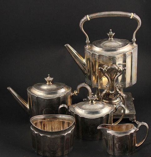 Early Tiffany Sterling Silver Tea Set with T Mark