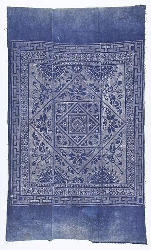 Vintage Indigo Batik Cotton Panel, Southern China