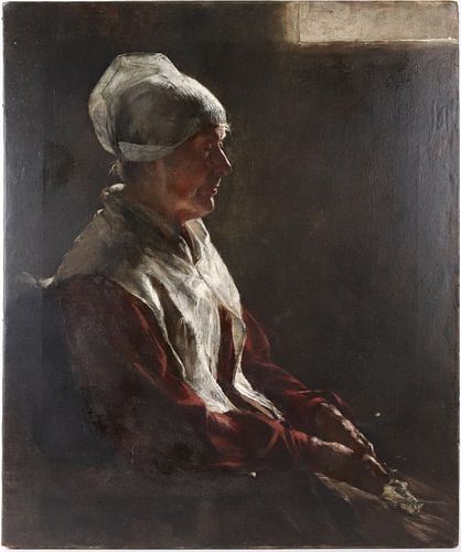 Frank H.L. Tompkins, Oil on Canvas, Elderly Woman