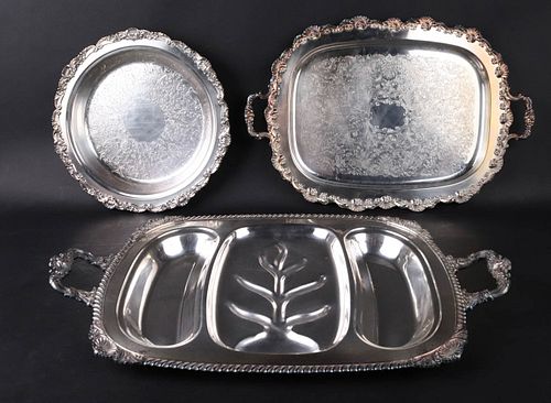 Three Vintage Silver Plated Trays and Bowl