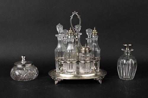 Vintage Silver Plated Cruet with Glass Stand