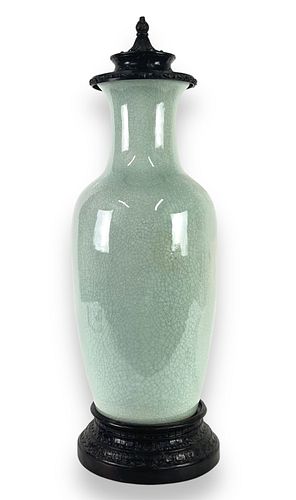 Maitland Smith Chinese Celadon Lidded Vase