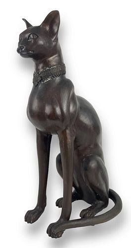 A. Tiot Egyptian Cat Bronze Sculpture