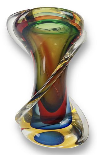 Large Murano Multicolor Glass Vase
