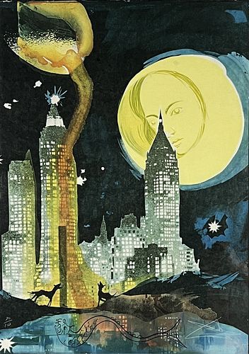 Salvador Dali "Manhattan Skyline" Lithograph