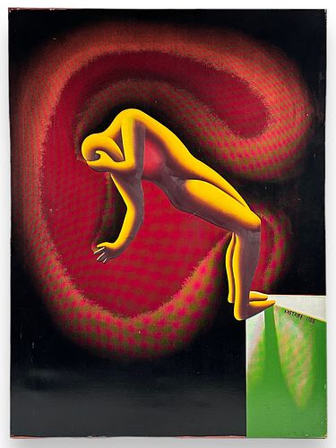 Mark Kostabi "Edge Of Night" Oil On Canvas