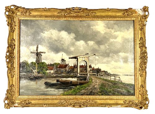 Ivan Couver Dutch Scene Oil on Canvas