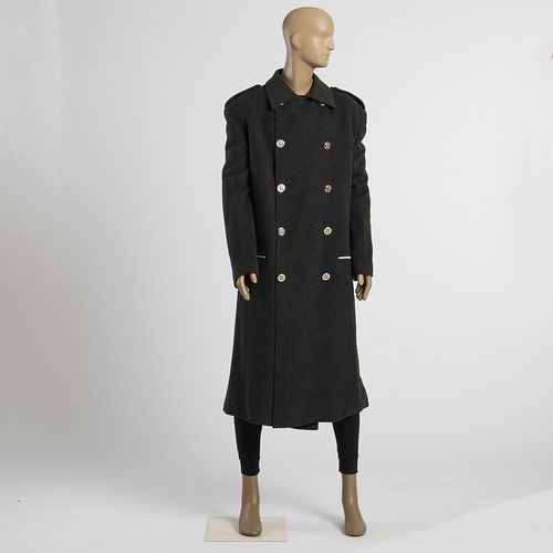 Gianni Versace Black Treated Long Wool Coat