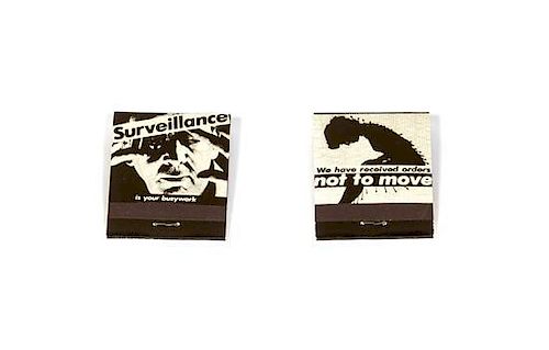 Barbara Kruger, (American, b. 1945), We Have Received Orders Not to Move and Surveillance Is Your Busywork, 1986 (two works)