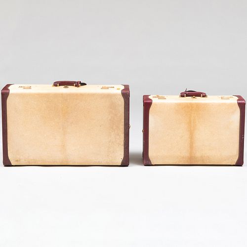 Two Bottega Veneta Leather-Mounted Animal Skin Suitcases