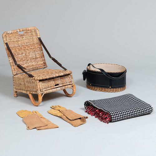 Fiocchi Leather and Wicker Gardening Basket, an Asprey Wool Blanket and Accesories