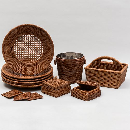 Wicker Bar Picnic Set with Printed Cotton Napkins