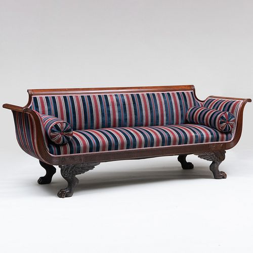 American Classical Style Carved Mahogany Sofa