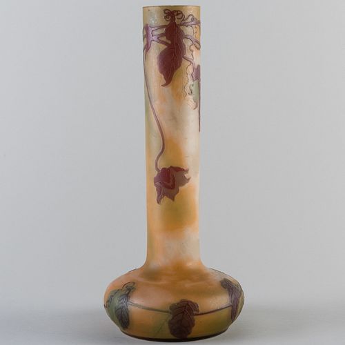 Muller Frères Cased and Etched Glass Vase 