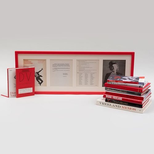 Group of Books about Diana Vreeland together with Framed Four-Panels on Costume Design 