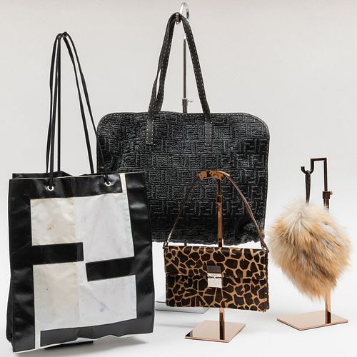 Three Fendi Bags together with a Small Fendi Fur Pouch