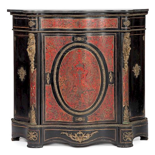Marble Top Boulle Credenza