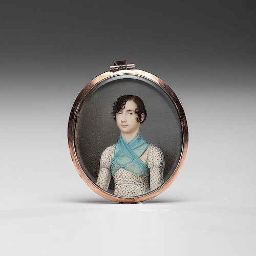 Fine Mourning Miniature Portrait with Hair Work