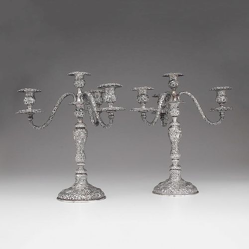 The Loring Andrews Co. Sterling Repoussé Candelabra