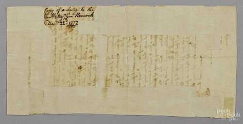Joseph Palmer signed letter, dated December 22,