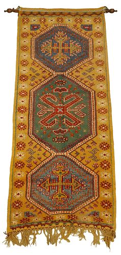 MOROCCAN HAND-WOVEN WALL HANGING, 7'10" X 3'4"