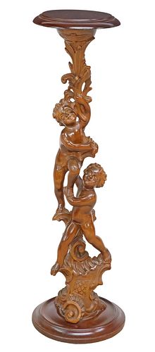 ITALIAN ROCOCO STYLE CARVED PUTTI PLANT STAND