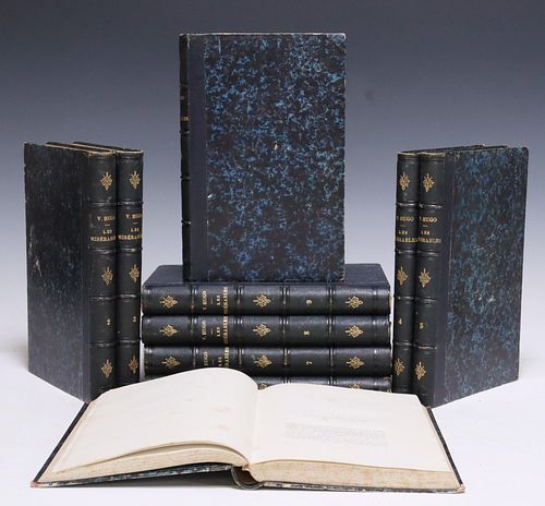 (10) LEATHER-BOUND LIBRARY BOOKS: 'LES MISERABLES'