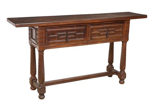 SPANISH BAROQUE STYLE BEECH CONSOLE TABLE