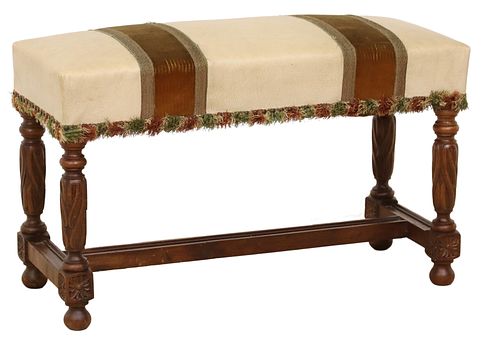 SPANISH BAROQUE STYLE UPHOLSTERED BENCH