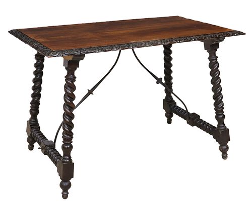 SPANISH BAROQUE STYLE IRON STRETCHER TABLE 19TH C.