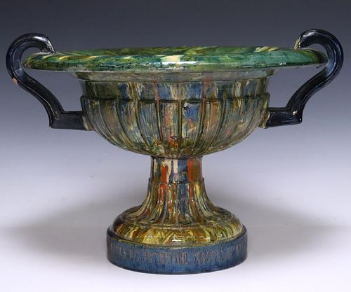 CONTINENTAL POLYCHROME TERRACOTA COMPOTE