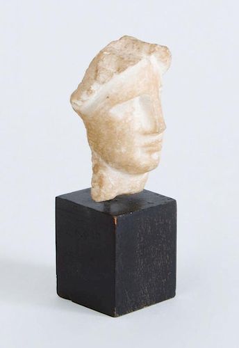 GREEK CARVED MARBLE HEAD OF A WOMAN, HELLENISTIC