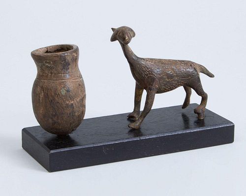 BRONZE GOAT AND WATER JUG