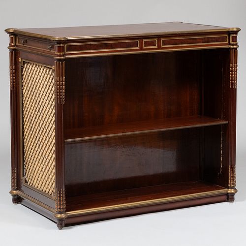 Louis XVI Style Brass-Mounted Mahogany Double Sided Bookcase