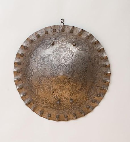 INDO-PERSIAN ENGRAVED STEEL CIRCULAR SHIELD