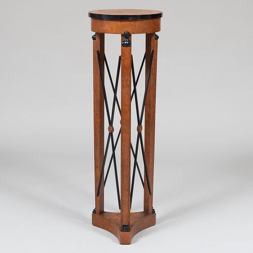 Empire Style Stained Wood and Ebonized Pedestal