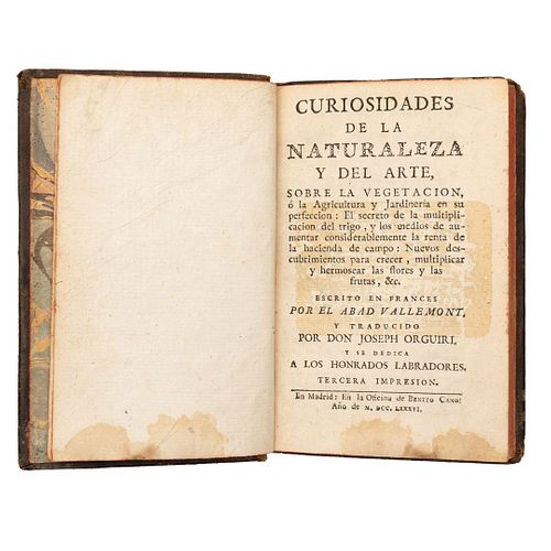 Abad Vallemont. Curiosidades de la Naturaleza y del Arte. Madrid: En la Oficina de Benito Cano, 1786.