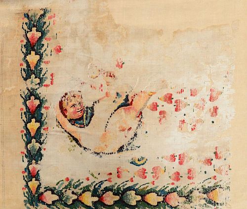 COPTIC TEXTILE WALL HANGING WITH A CHILD-LIKE FLYING DANCER