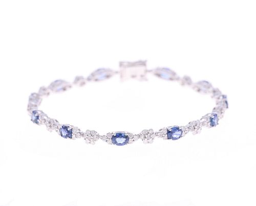 Petite Blue Sapphire Diamond & 14k Gold Bracelet