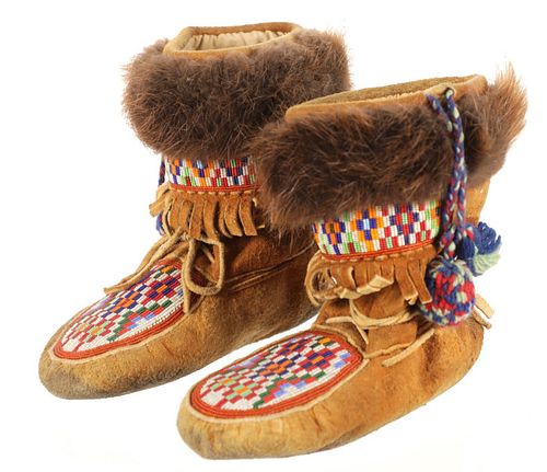 C. 1962 First Nations Beaded Moose Hide Mukluks