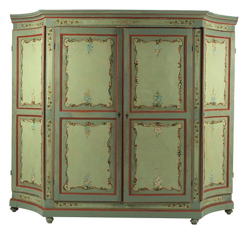 VENETIAN STYLE PAINT-DECORATED TWO-DOOR ARMOIRE