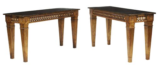 (2) NEOCLASSICAL STYLE GILT CONSOLE TABLES