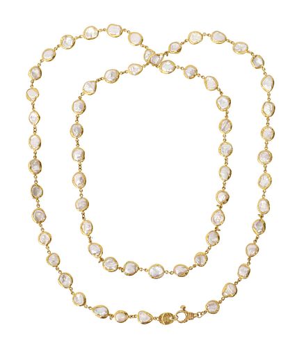 ARA COLLECTION 985 YELLOW GOLD & PEARL NECKLACE