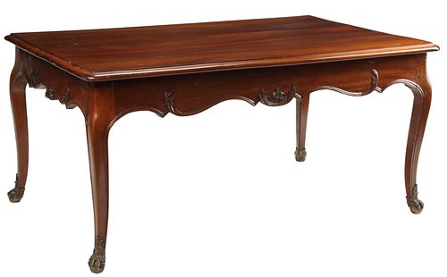 FRENCH PROVINCIAL TABLE WITH BRONZE PAW FEET