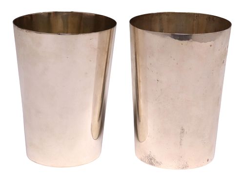 (2) LARGE ENGLISH STERLING SILVER BEAKERS