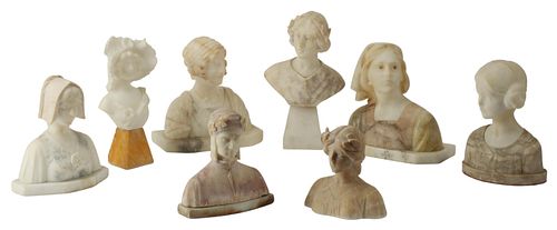(8) COLLECTION OF ITALIAN CARVED ALABASTER BUSTS