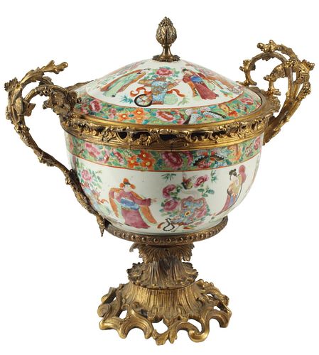 ORMOLU-MOUNTED CHINESE PORCELAIN BOWL & COVER
