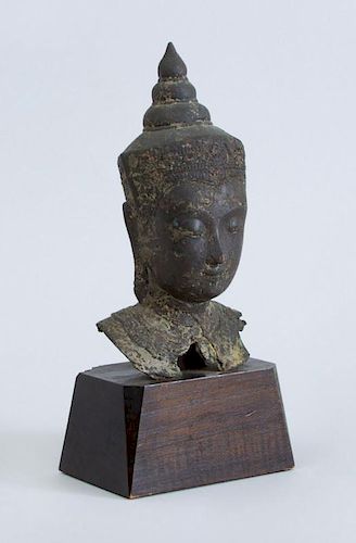 SOUTHEAST ASIAN METAL HEAD OF A BUDDHA