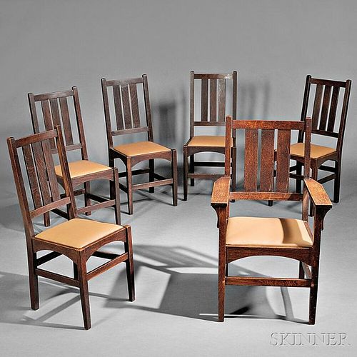 Set of Six Gustav Stickley Dining Chairs
