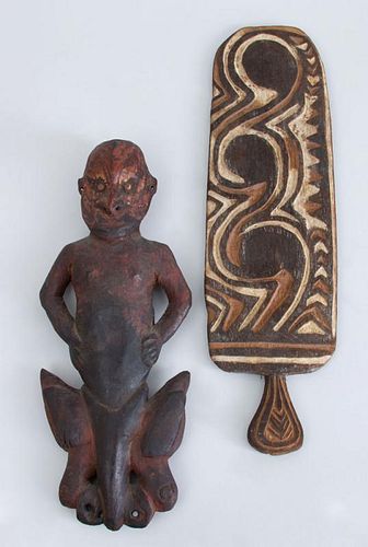 TWO PAPUA NEW GUINEA CARVED WOOD ARTICLES